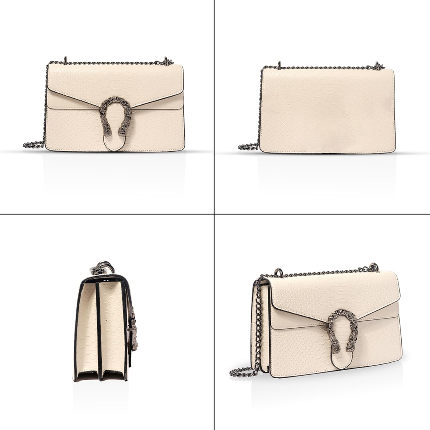 INOVERA (LABEL) Girls Cross-body Shoulder Sling Bag Purse With Adjustable Chain Strap (Off White) 1