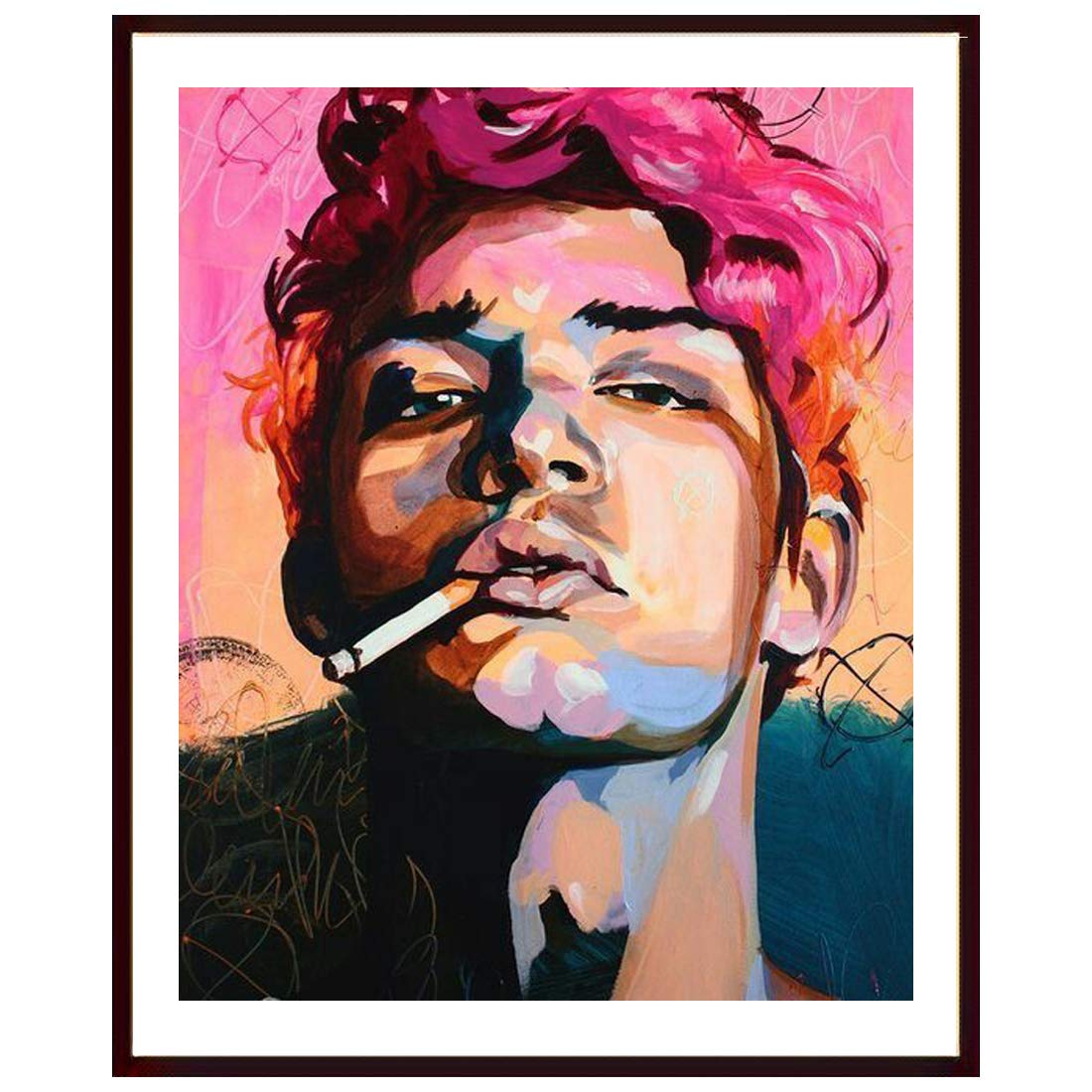 Art Abstract Design of Boy Face Photo Frame Matt Finished Print Fiber