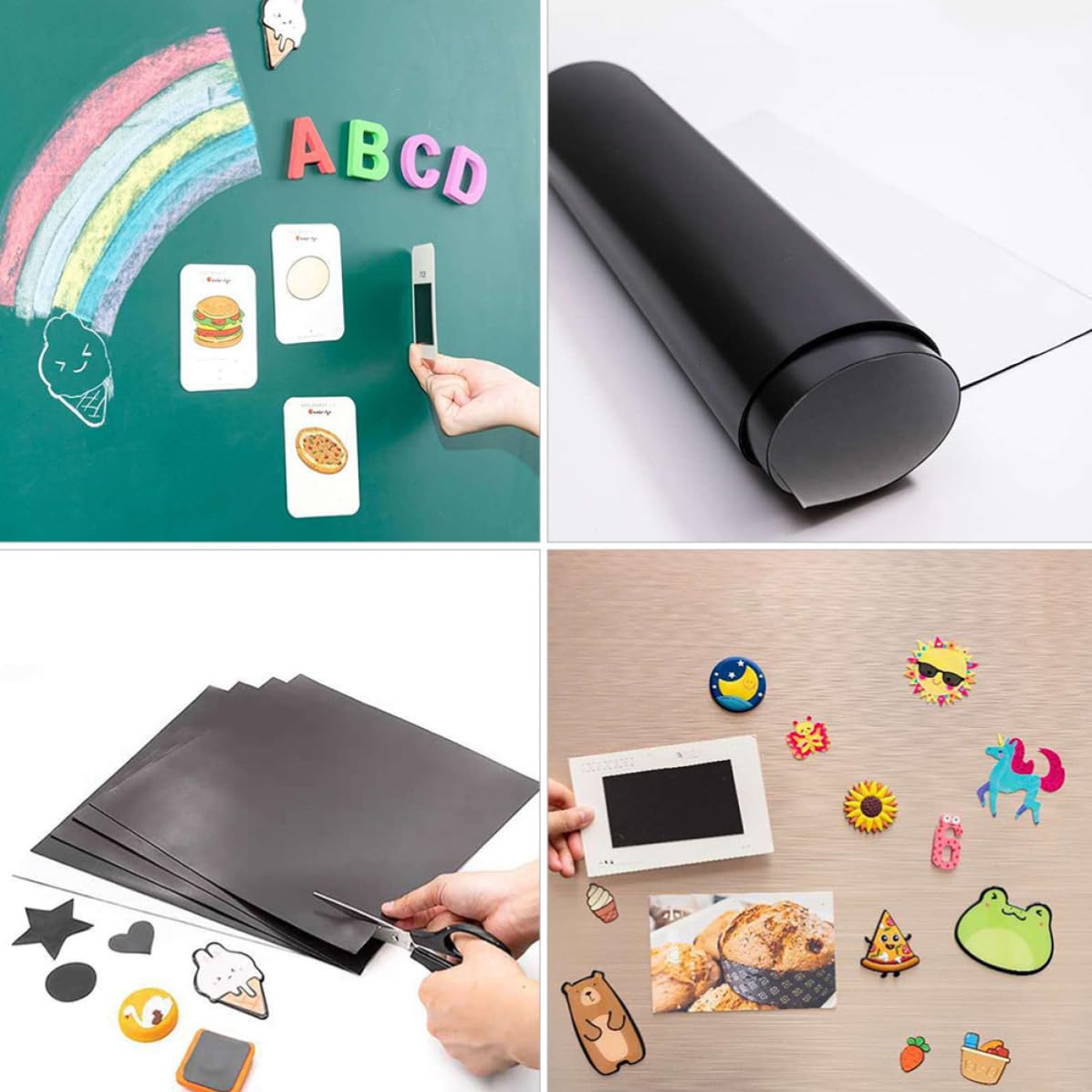 10 Piezas Lámina Magnética Flexible de Doble Cara Adhesivo Negro