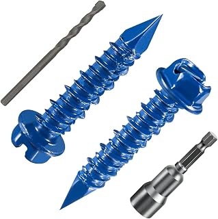 Wensilon 30-Pack 3/16" x 1-1/4" Blue Hex Concrete Screws - Slotted Hex Head Anchors for Masonry, Brick, Block & Stucco