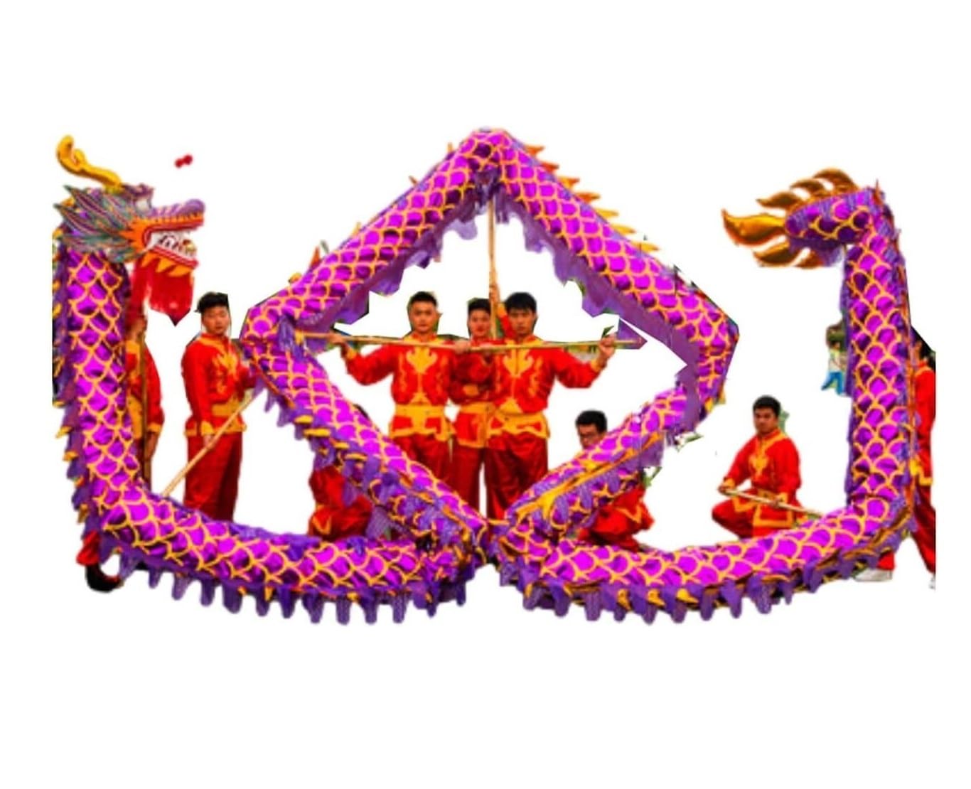 BJfhRH Outdoor Sports Traditional Chinese Dragon Dance 18m/59ft Lion Traditional Sports Lunar New Year Folk Art Performance Festival Celebration(Purple)