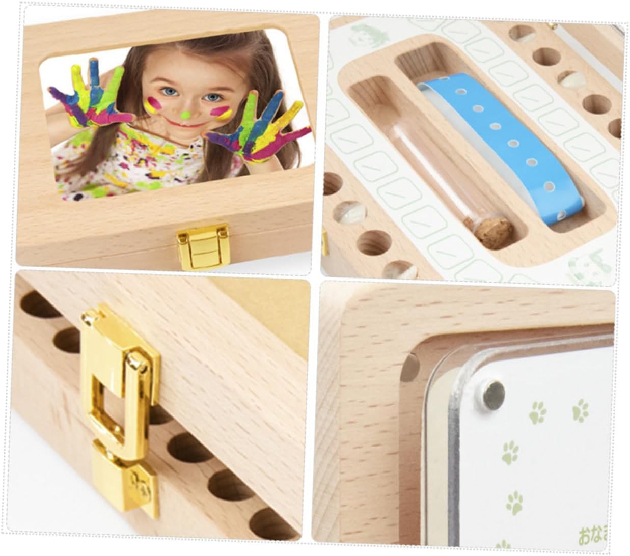 Baby Teeth Souvenir Box Handmade Wood Hair Tooth Storage Perfect Kids Boys Girls Keepsake