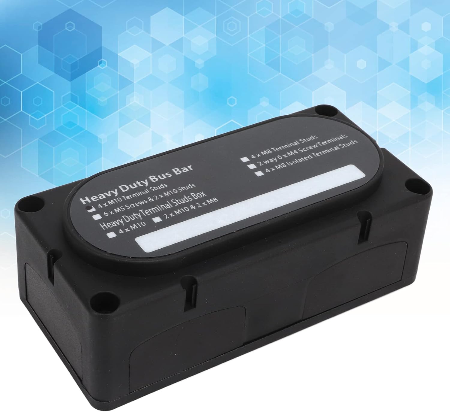 M10 Bus Bar Power Distribution Block 4 Way 300A 12 to 48V Black for Cars RVs Marine Boats Yachts