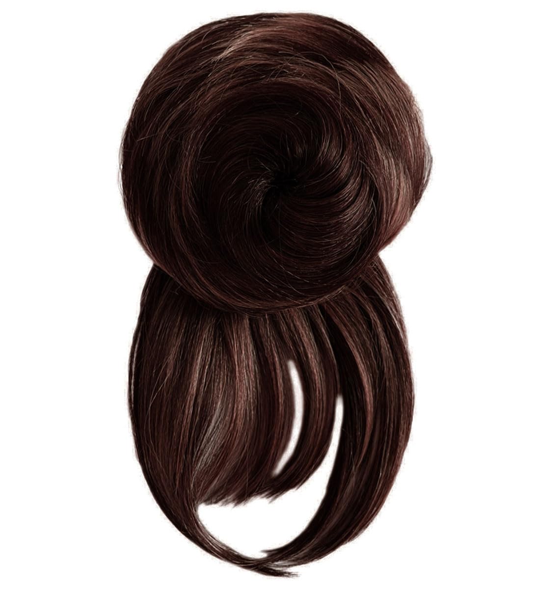 Kim Kimble Sleek Style Bun & Bangs Hairpiece With Face Framing Fringe With Longer Side Pieces by Hairuwear, MC4/35SS Sangria