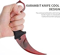 Vista 5 de Cuchillo de entrenamiento Karambit rojo sin filo Karambit cuchillo de entrenamiento de práctica con funda para principiantes herramienta