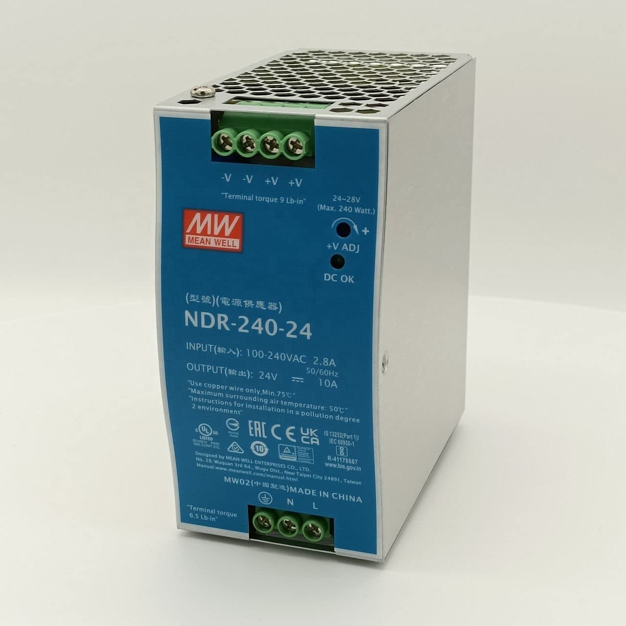 NDR-240-24 Mean Well 240W 24V 10A Switching Power Supply NDR-240-24