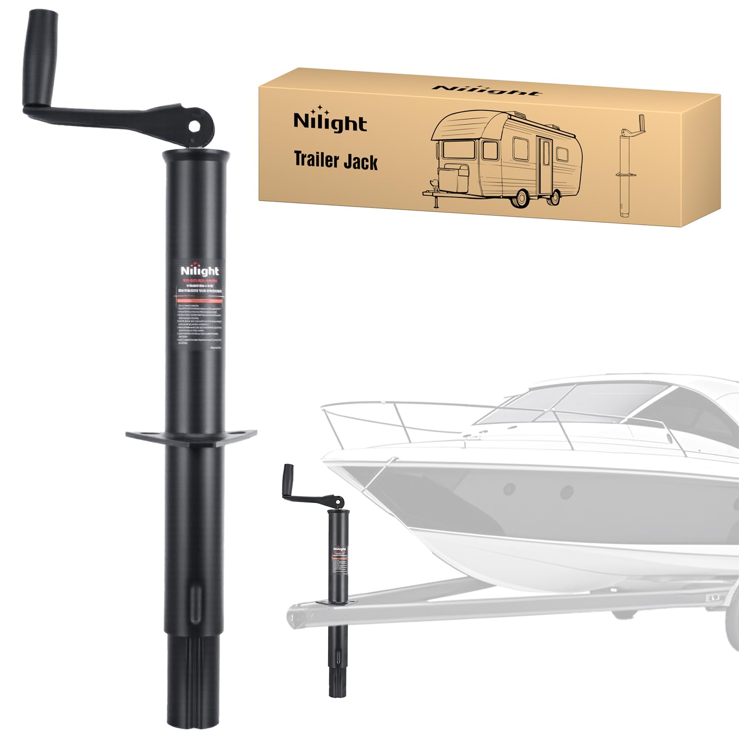 Nilight A-Frame Trailer Jack 5000 lbs Capacity 15" Vertical Travel Heavy Duty Trailers Tongue Jack with Top Wind Handle Alloy Steel Utility Trailer RV Jack Stand for Trailers RV Boat Camper Matt Black