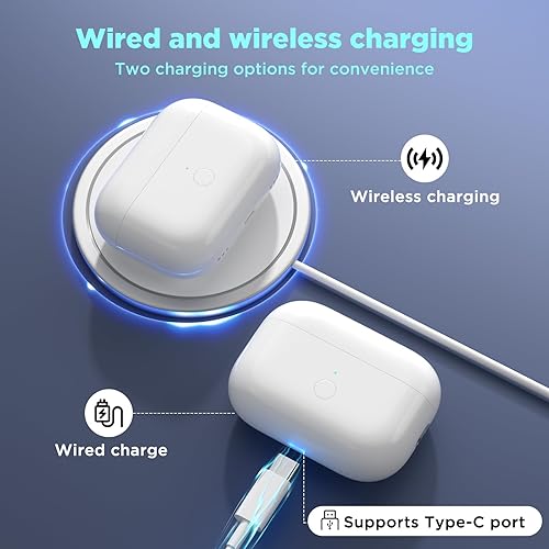 Miniatura 4 de Funda de carga inalámbrica de repuesto para Airpod Pro de 12 generación, funda de carga Airpods Pro 2 de 660 mAh con botón de sincronización de