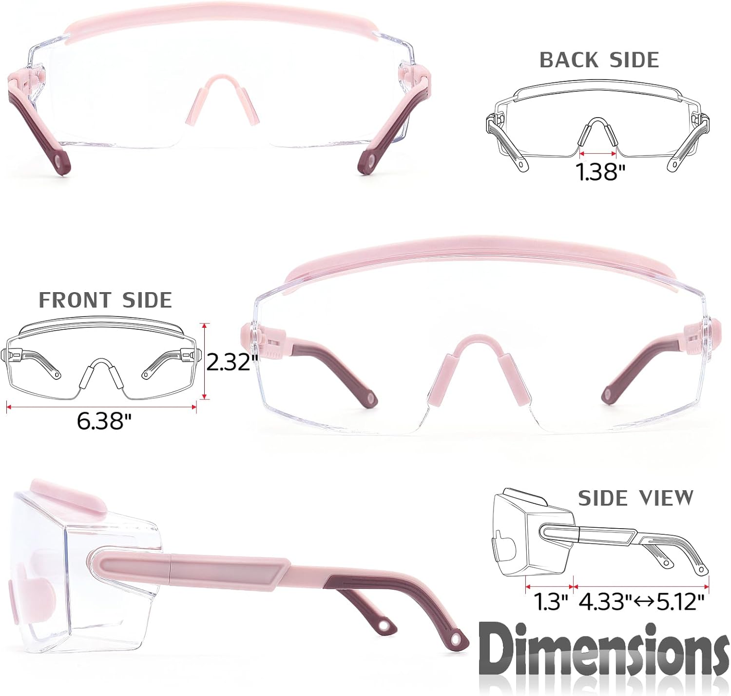 UKNOW Safety Goggles Over Glasses, Anti Fog Safety Glasses with Clear Wraparound Lens, ANSI Z87.1 Protective Eyewear - Image 6