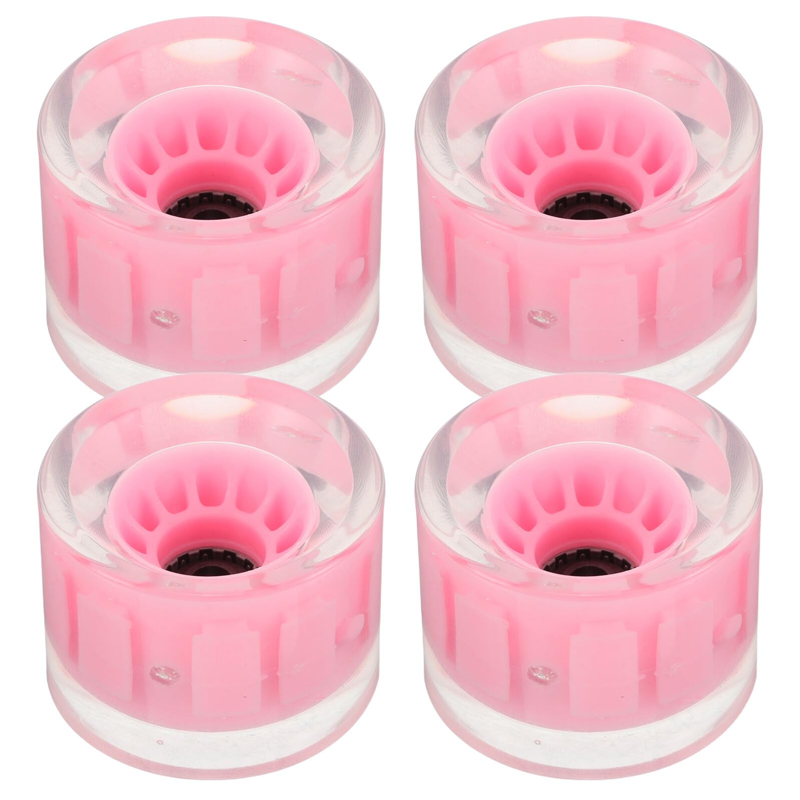 ORFOFE 4 Stück Leuchtende PU Longboard Rollen Pink Cruiser Skateboard Ersatzrollen für Street Skating Stabile Straßenrollen mit Einfacher Montage
