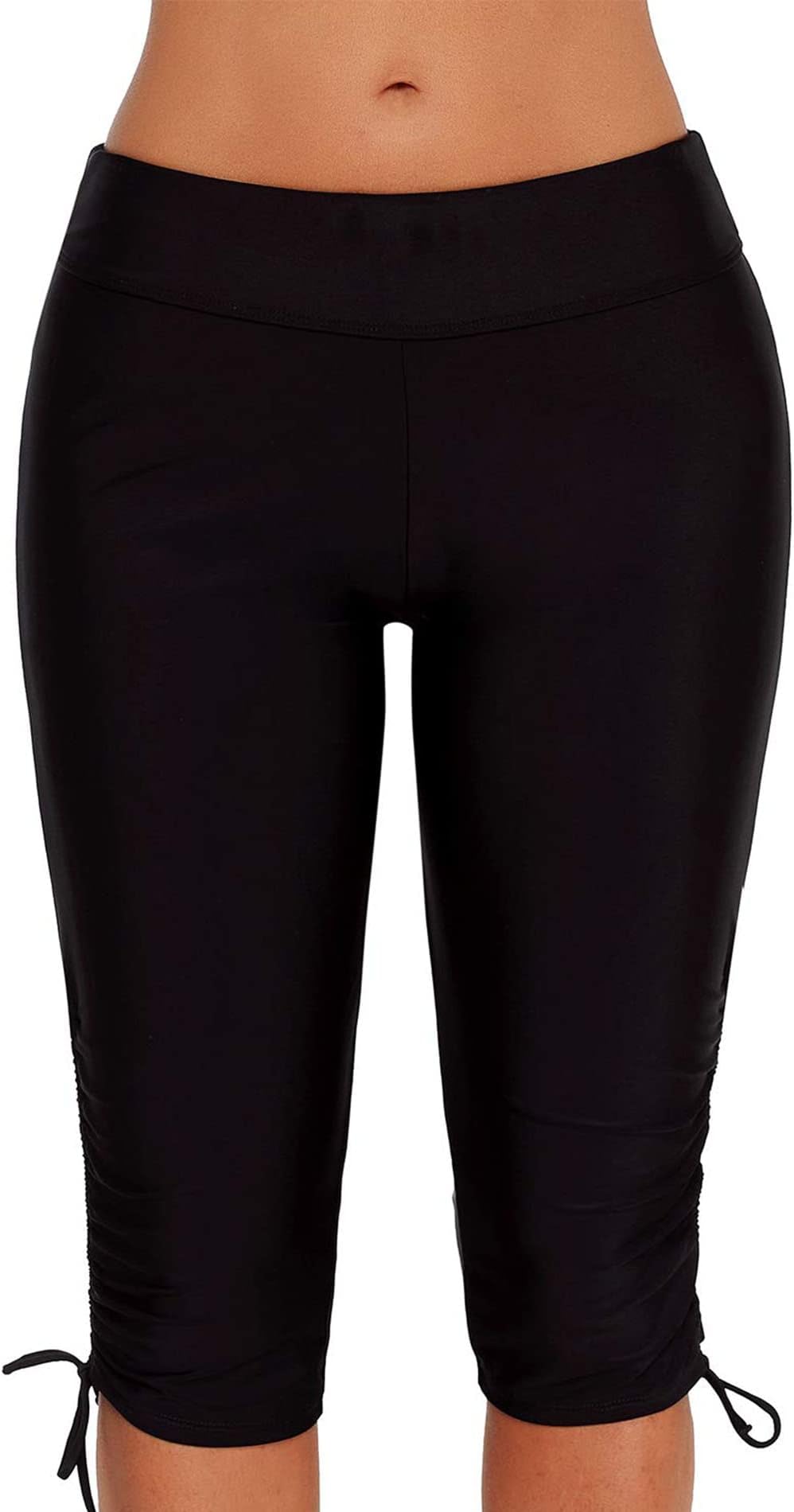 Womens Plus Size Rash Guard Capris High Waist Swimwear Bottoms Long Swim Shorts Tankini Bottom Swim Lengging
