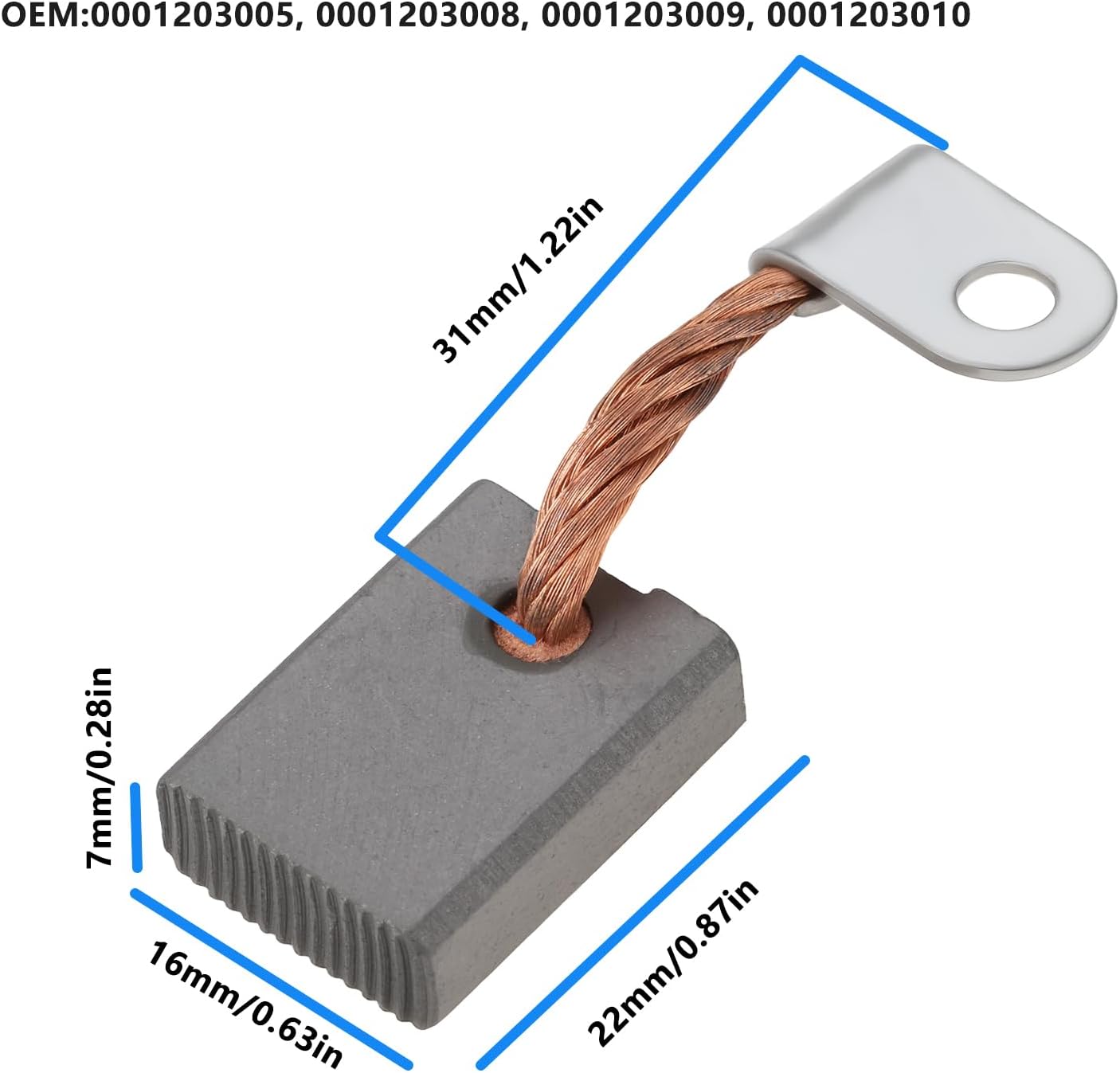Create idea 4PCS 12V Starter Carbon Brushes 0001203005 0001203008 7x16x22mm Compatible with Bosch Starters EED EGD EGDS EGE