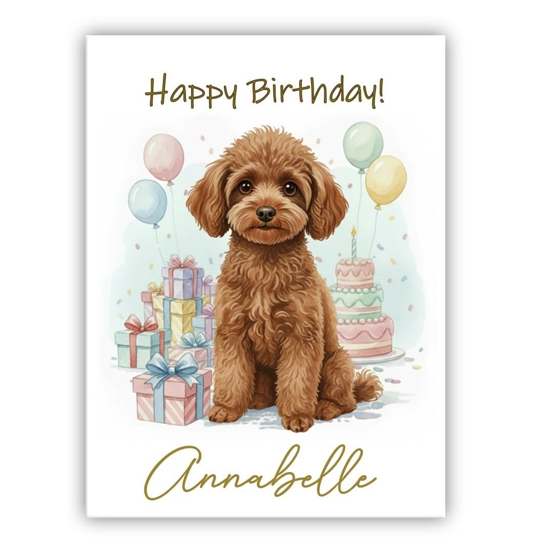 Personalised Birthday Card From the Dog – Add Any Name – Multiple Breeds Available – Dogs Lover Gift (• Poodle brown)