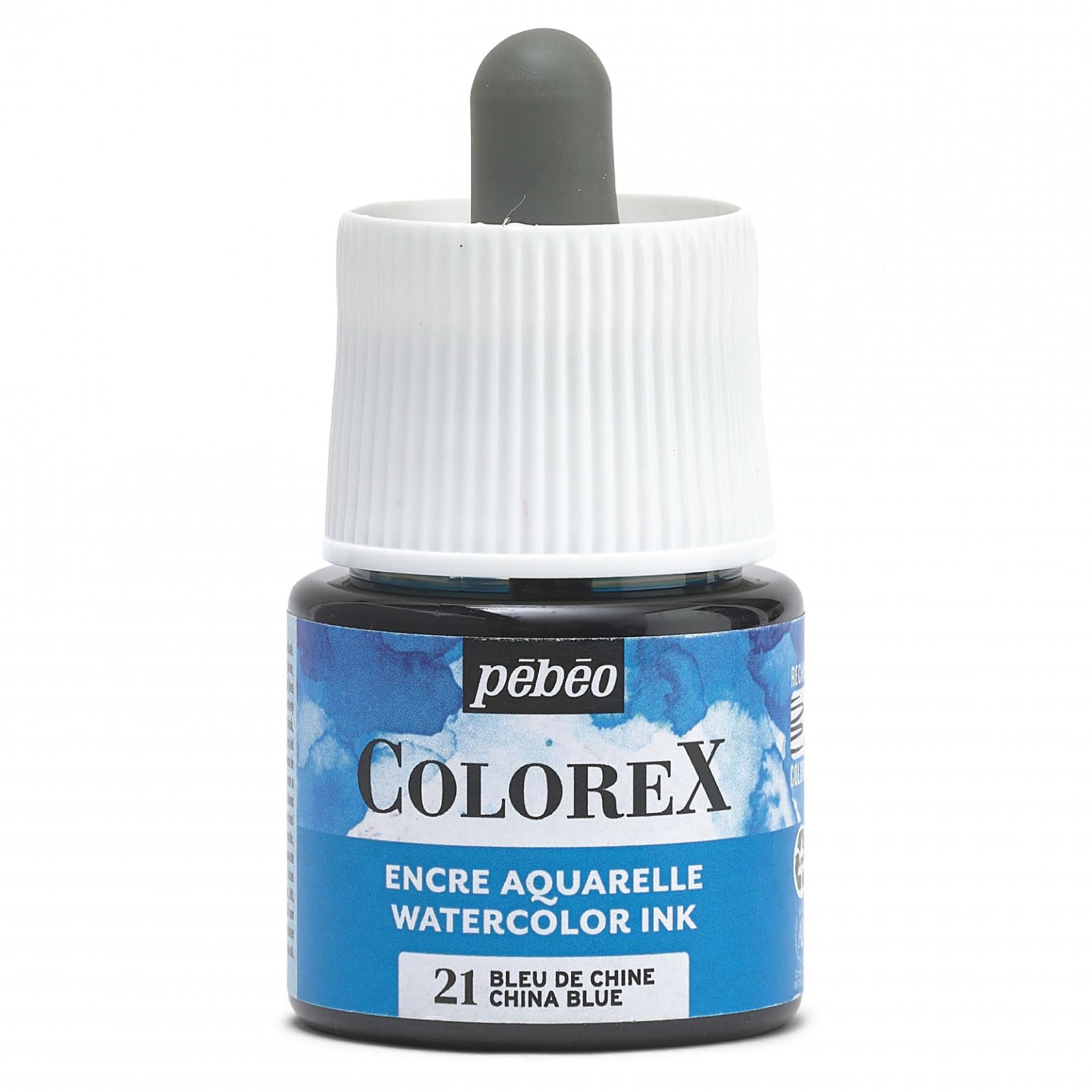 Pébéo - Colorex Ink 45 ml China Blue – Colorex Watercolour Ink Pébéo – Velvety Finish Blue Ink – Multi-Tool Drawing Ink for All Media – 45 ml – China Blue