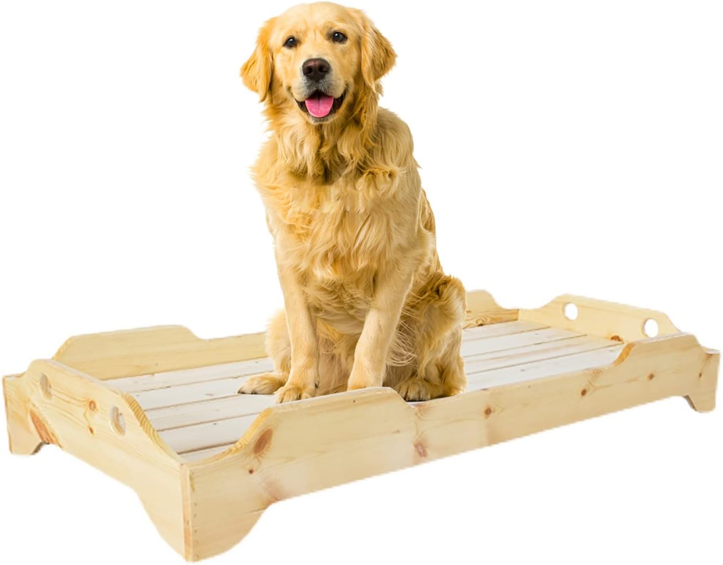 Wooden Raised Pet Bed for Big Dog Cat, Comfortable Orthopedic Dogs Sofa, for Training, Camping, Picnic, for Pets Within 40 Kg / 88 Lbs