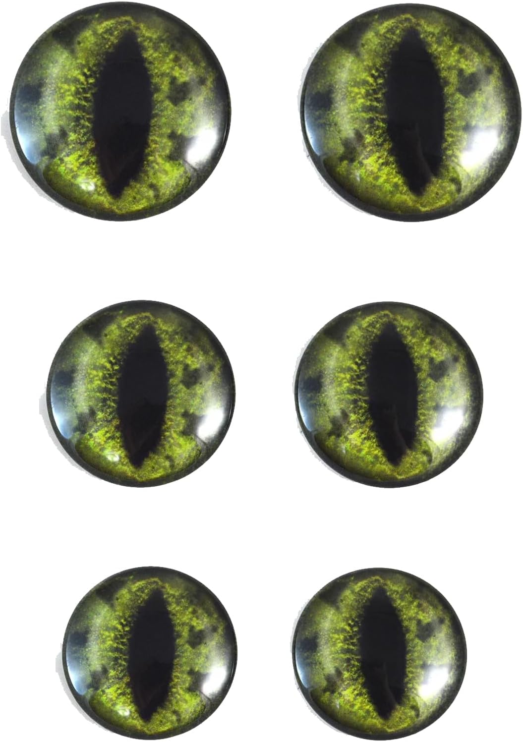 Green Alligator Inspired Glass Eyes Bundle Small Meduim or Large sizes 6mm to 30mm Jewelry Cabochons Art Taxidermy Domed image 3