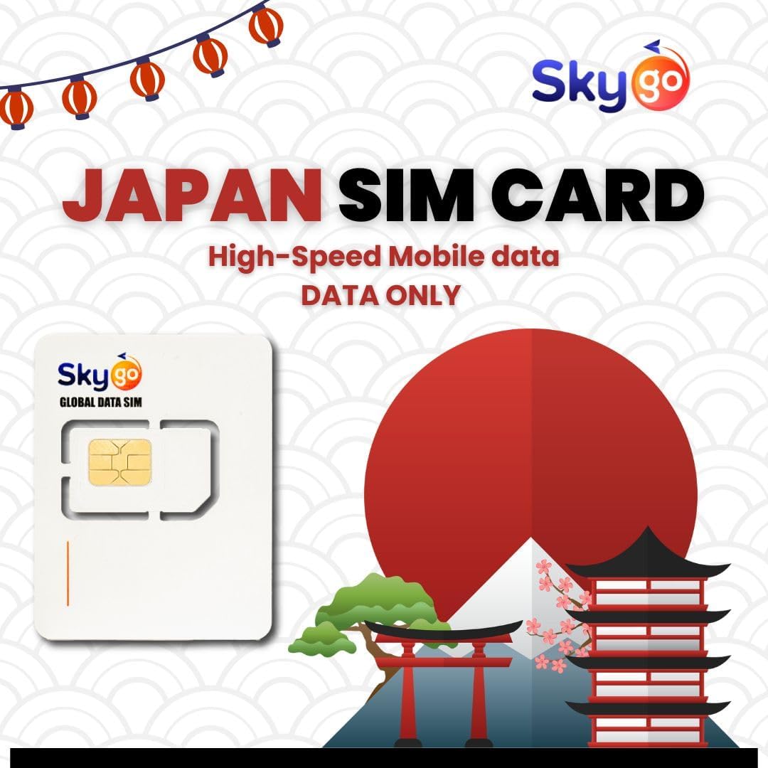 Japan Data ONLY SIM Card Days | Skygo SIM Unlimited Internet Data (GB of 5G/4G LTE High Speed Data) | KDDI Network | Tethering/Mobile Hotspot | Simple Activation (10GB 20 Days)