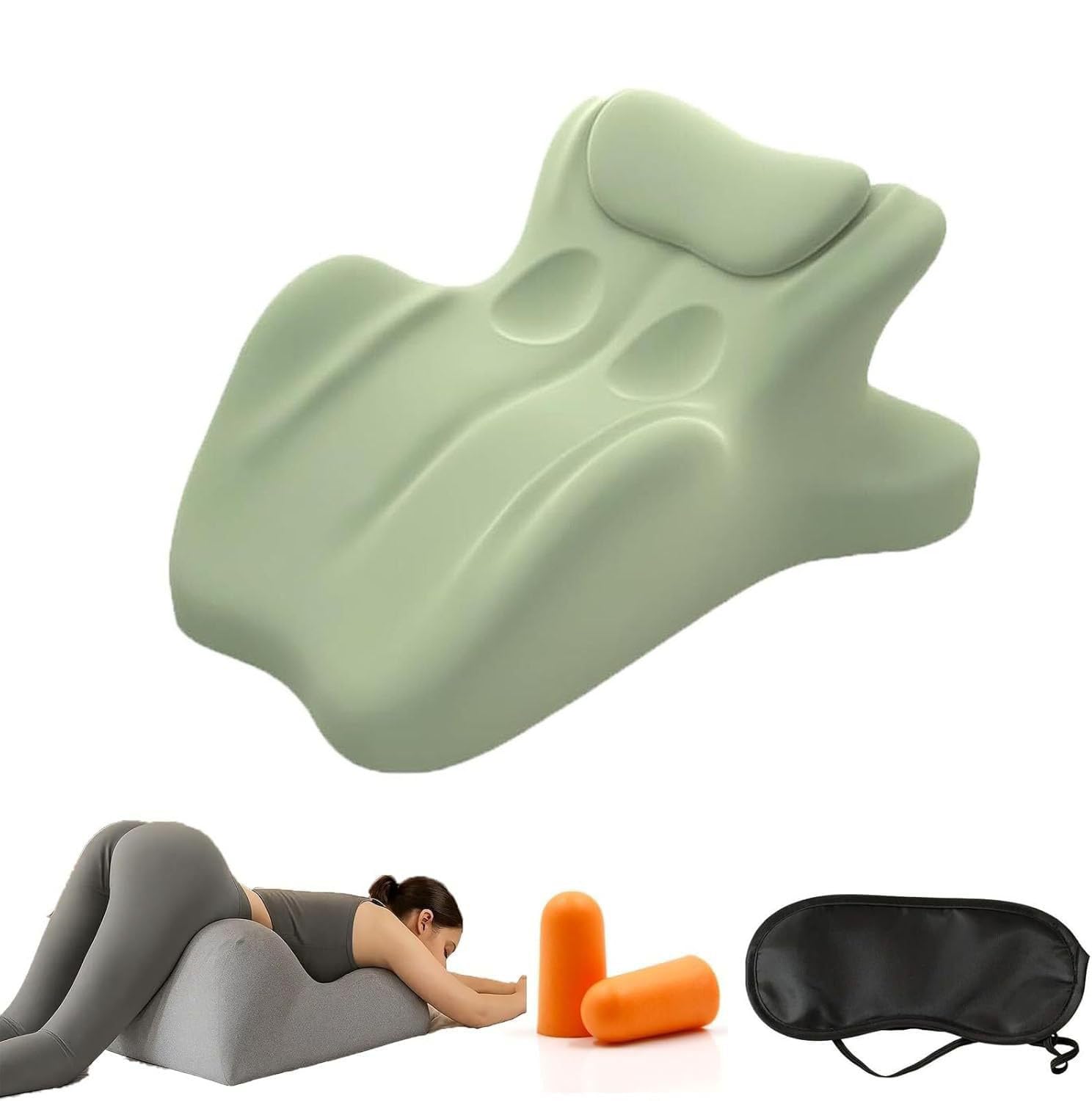 ANBTUKJ 27° Angle Pillow for Intimacy, Multifunctional Interaction Sex Pillow for Couples, Ergonomic Memory Foam, Washable Bamboo Cover, Spine and Back, Grün-One Size