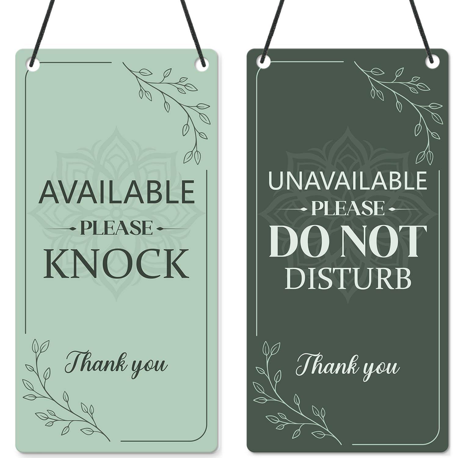 Shejdgart Do Not Disturb Door Hanger Sign - Available Please Green Knock Sign for Door Double Sided Reversible PVC Hanger Plaque for Office Home