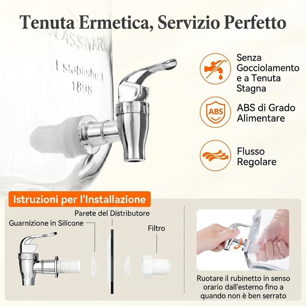 Lifewit 2 dispenser per bevande da 4 l, in vetro con rubinetto e supporto, dispenser per bevande per birra, limonata, tè, acqua, beverage dispenser con rubinetto per feste, eventi a buffet, 39 x 16 cm