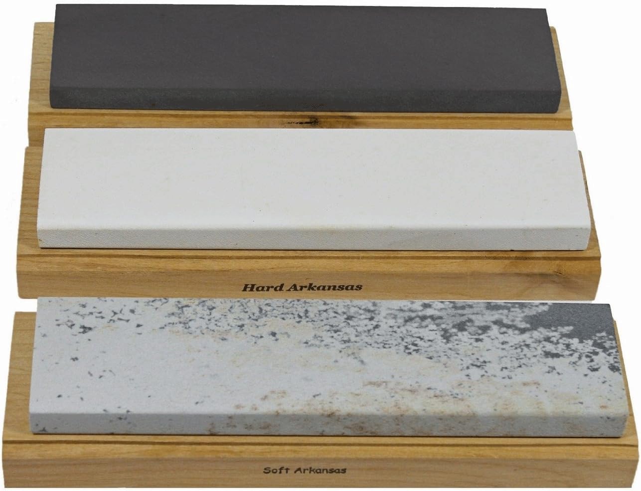 Arkansas Sharpening Stone Set - Wood Mounted 6"