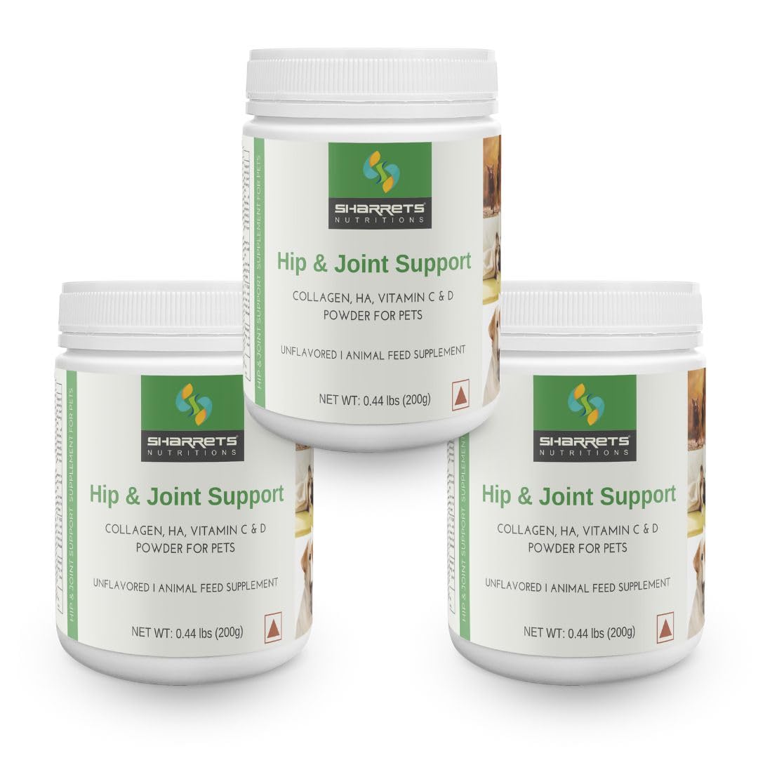 Sharrets Hip and Joint Collagen Supplement for Dogs I Dog Joint Skin Coat Health Supplement I Bovine Collagen, HA, Vitamin C & D3, 200g x 3 (B099PHWPCC) Amazon Price History, Amazon Price Tracker