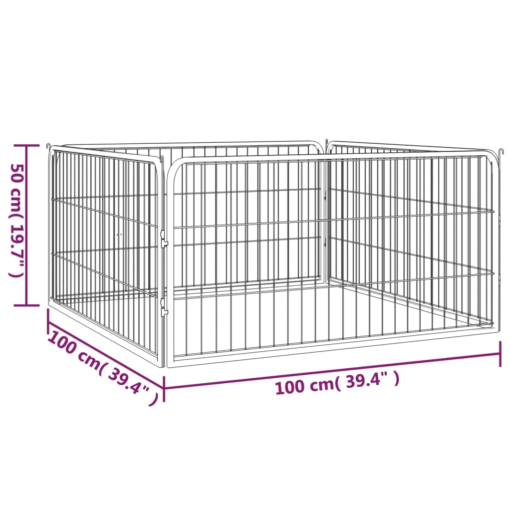 vidaXL Box Cani a 4 Pannelli Nero 100x50cm Acciaio Verniciato Polvere