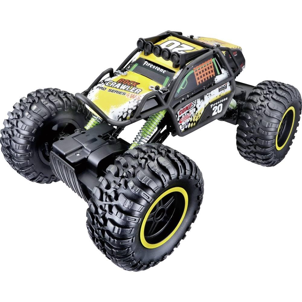 Maisto Tech R/C Rock Crawler Pro Series: zdalnie sterowany samochód w wersji Monster Truck, z napędem na wszystkie koła i pilotem zdalnego sterowania z uchwytem pistoletowym, 38 cm, czarny (581334)