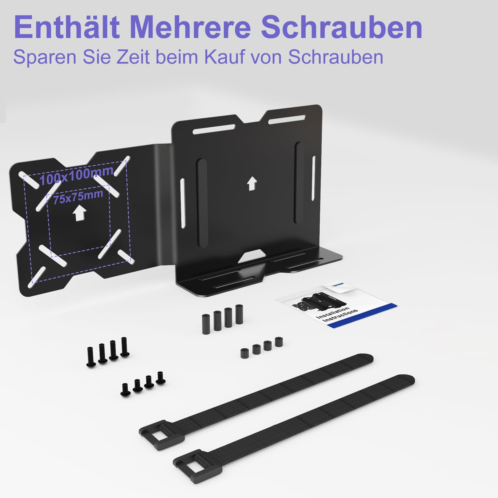 Supporto Universale VESA Per Piccoli Computer, Modem, Router, Switch, UPS, Fissaggio A Parete O Retro Monitor Con Cinghie Regolabili