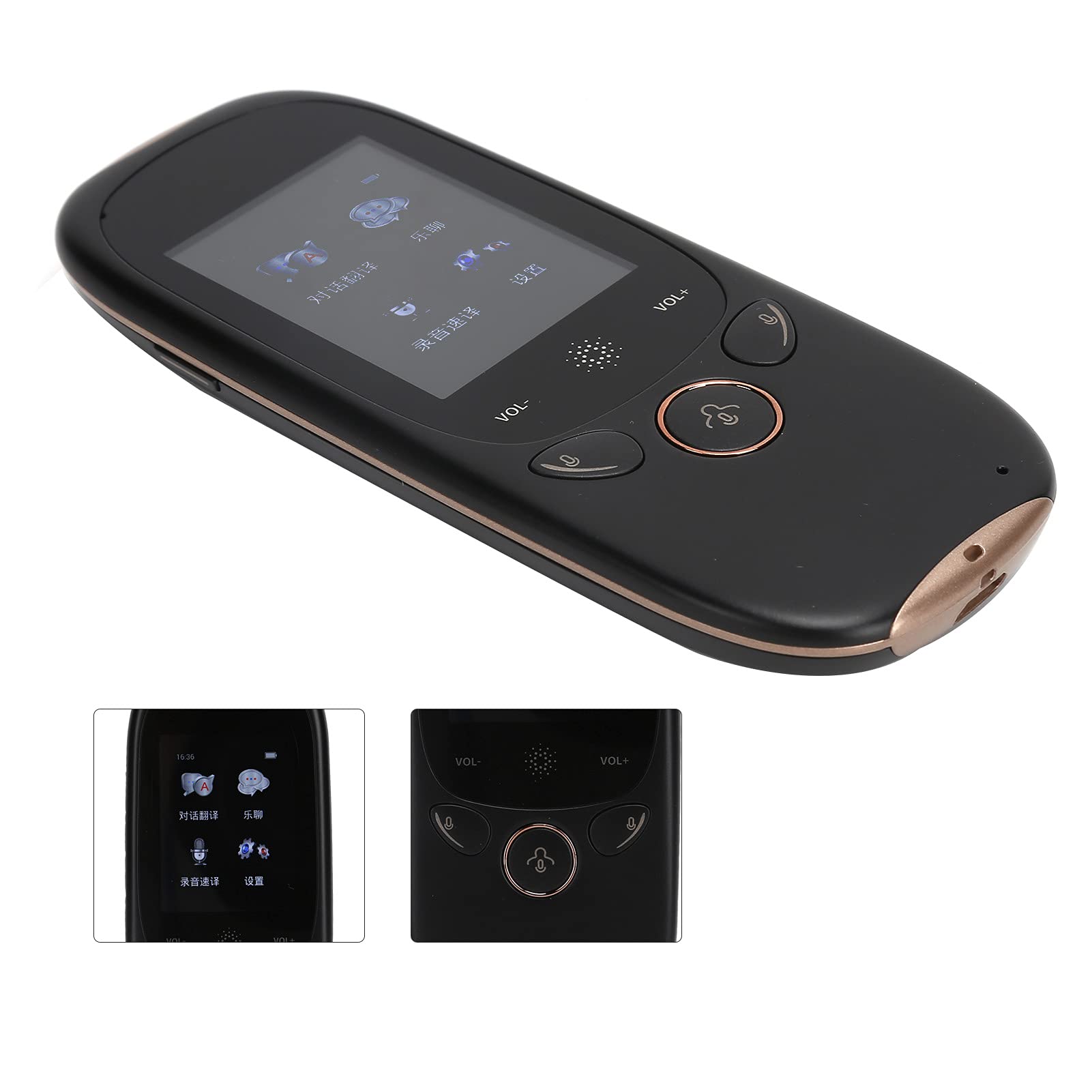 Naroote Dispositivo Traduttore Vocale, Dispositivo Traduttore Touch Screen da 2,0 Pollici per Viaggiatori d'affari (BLACK)