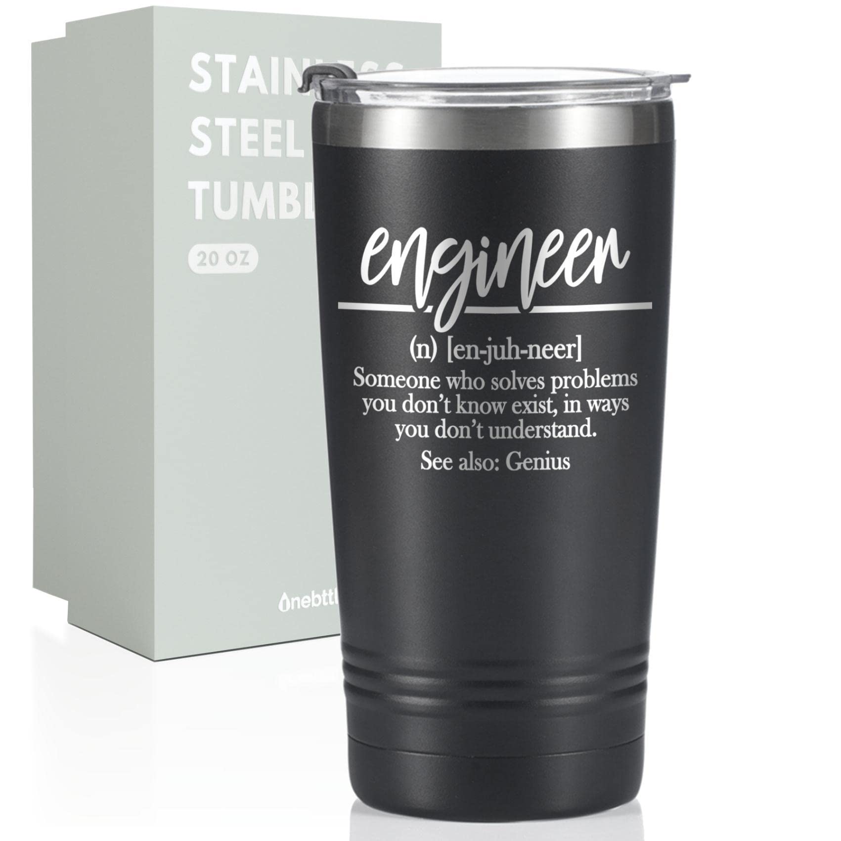Onebttl Engineer Mug, Gifts for Engineer, Funny 20oz Stainless Steel Travel Coffee Tumbler Mug for Engineer, Black, Definition
