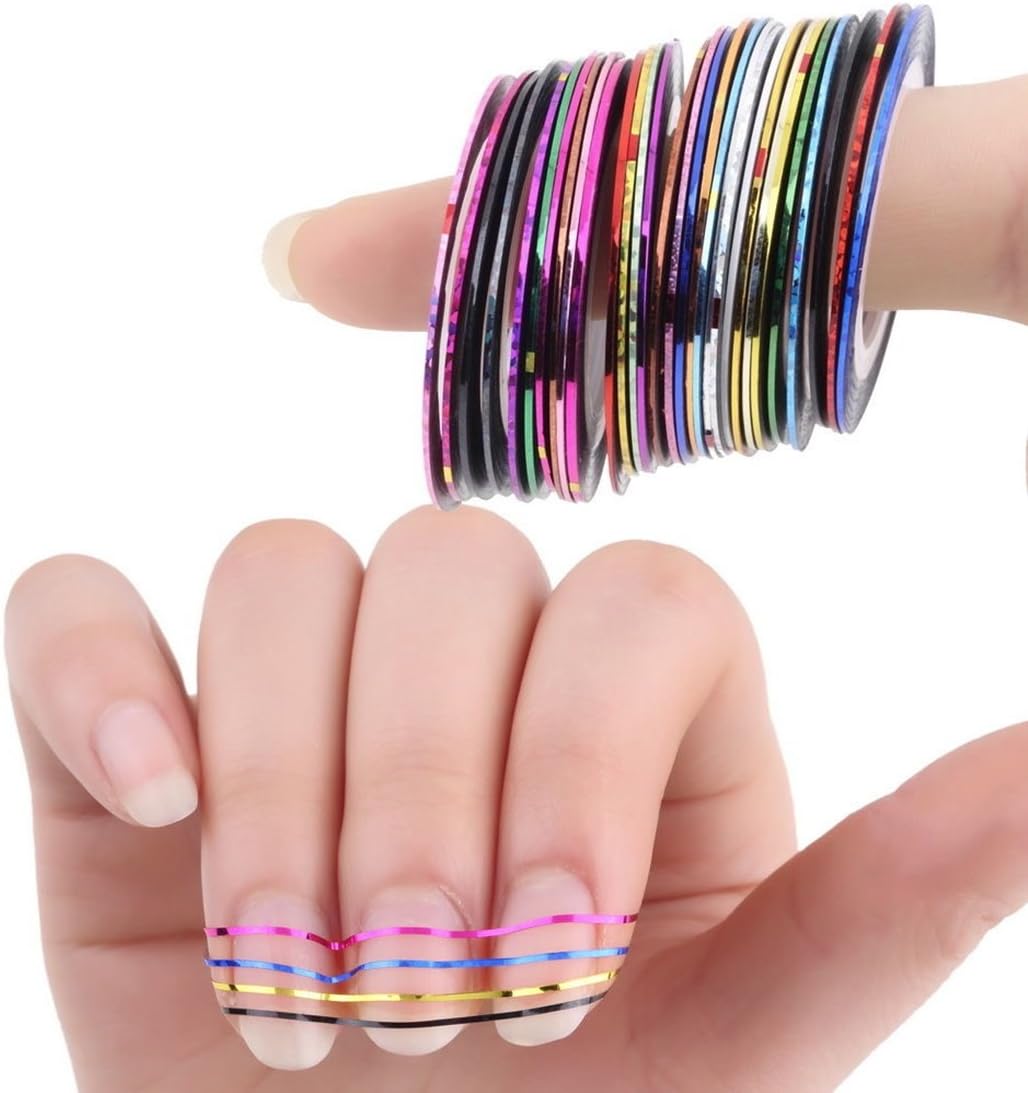 30pcs Colors Rolls Striping Line Tips Nail Art Tape Random Mixed Decoration Sticker