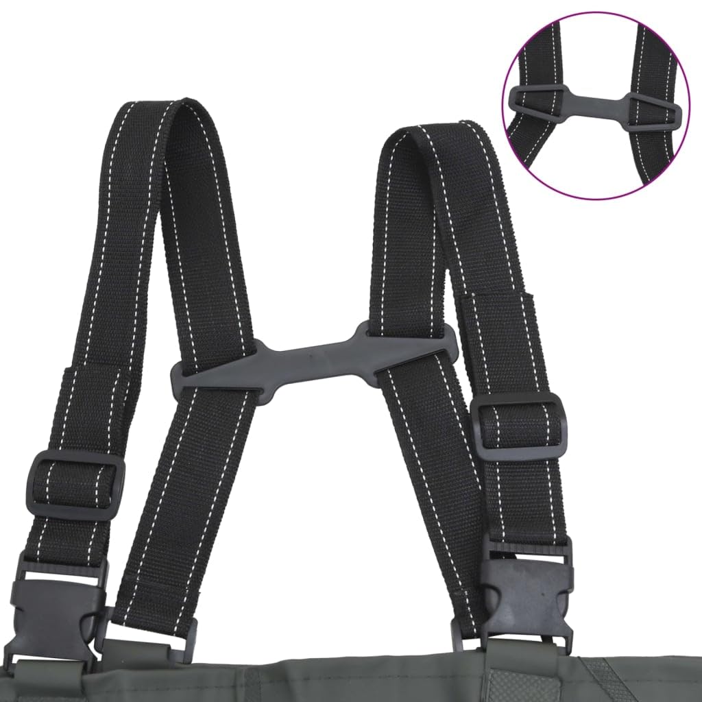 Tomostar Pêche Waders Cuissardes, Cuissardes Pantalon de Pêche avec Bottes et Ceinture Vert foncé Taille 42