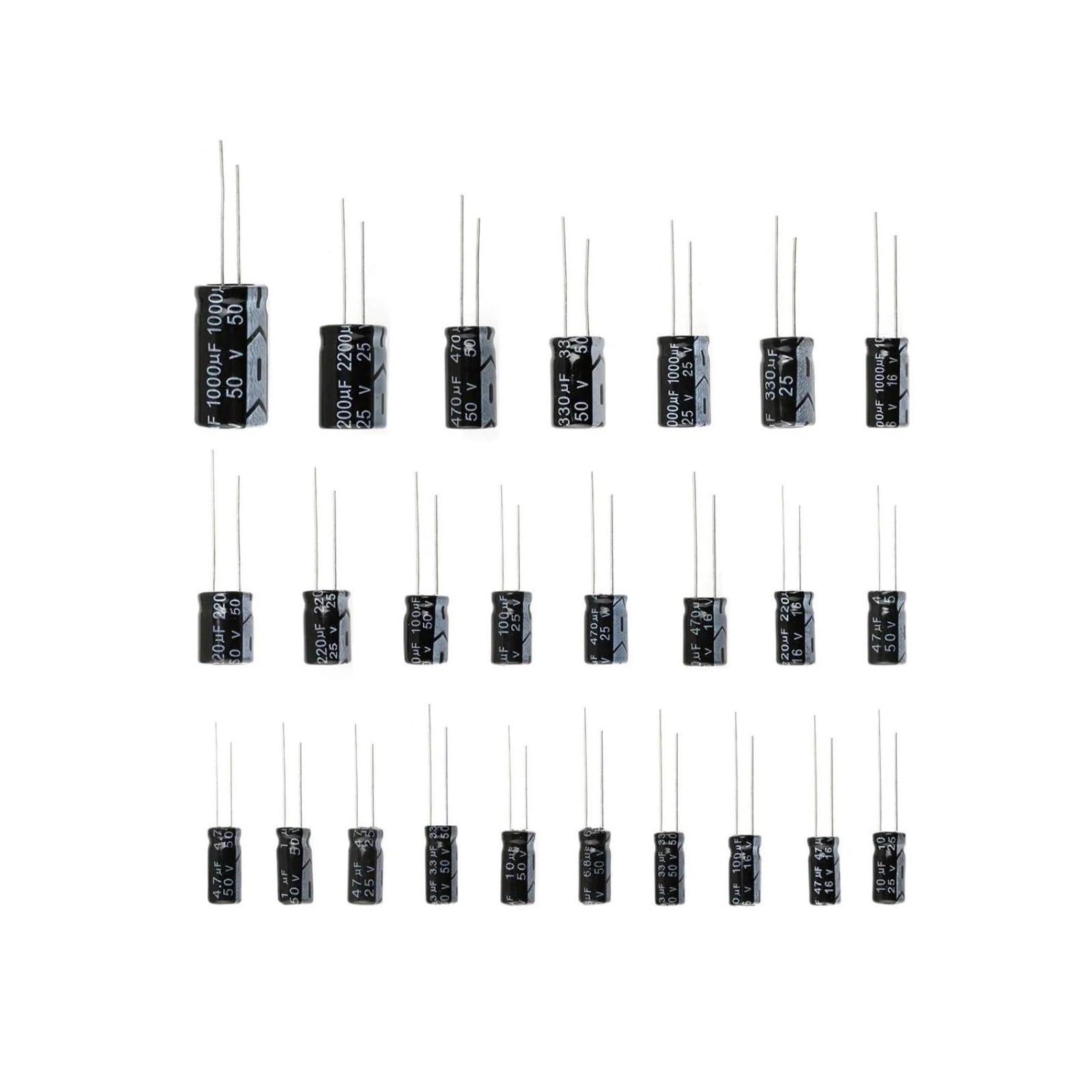 ICXLPMC Set Of 120pcs 12 Values 0.22UF-470UF Aluminum Electrolytic Capacitor Assortment Kit Set