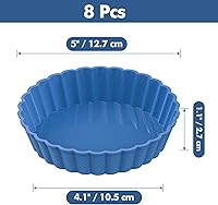 Vista 4 de Webake 8 Pack Silicone Tart and Pie Molds, 5 Inches Silicone Round Mold Individual Small Fluted Cake Pans Mini Quiche Tart Pans for Baking