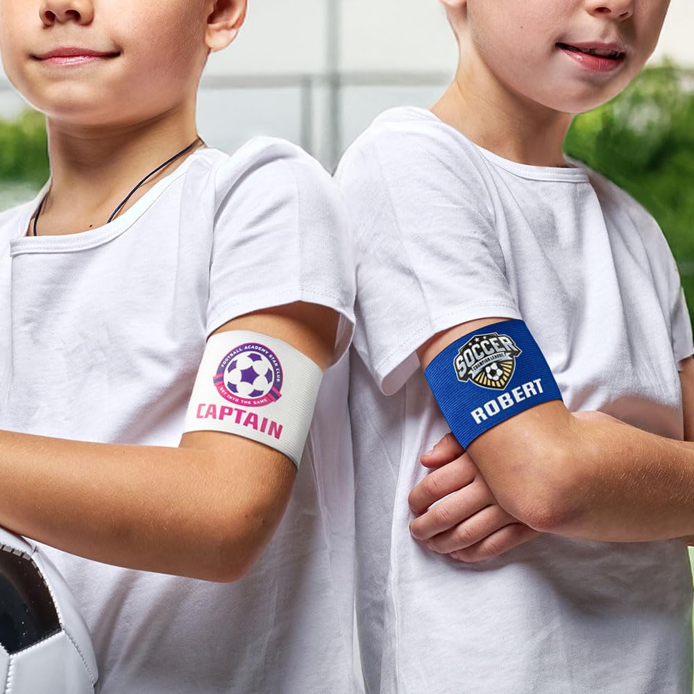 Fascia da capitano di calcio personalizzata con logo della squadra e nome, fascia da braccio per giovani adulti, fascia per bicipiti da calcio, regalo per leader di squadra/compagni di squadra/sport