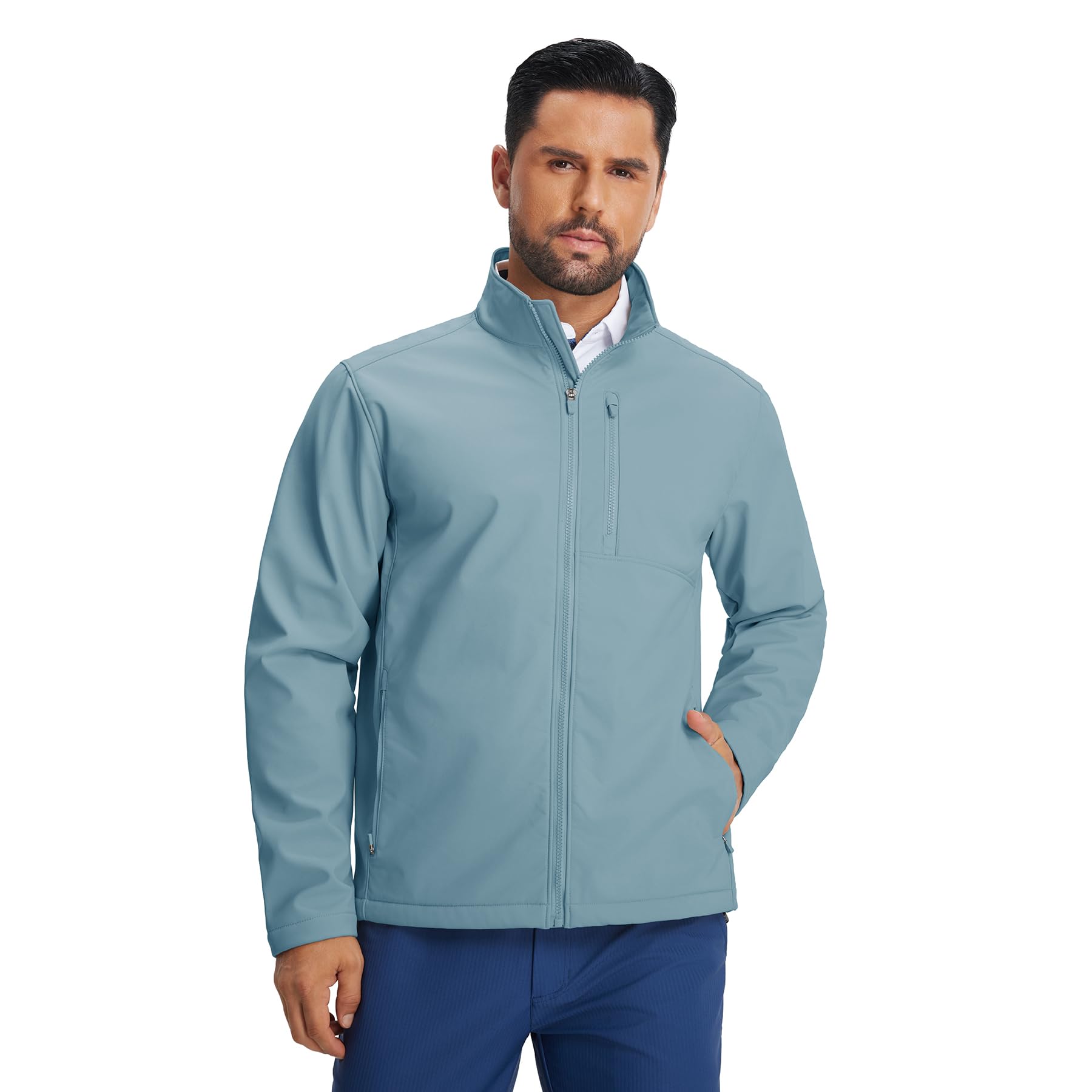 M MAELREG Men's Lightweight Softshell Jacket Fleece Lined Water Resistant Golf Windbreaker Winter Outdoor Hiking Warm Jacket