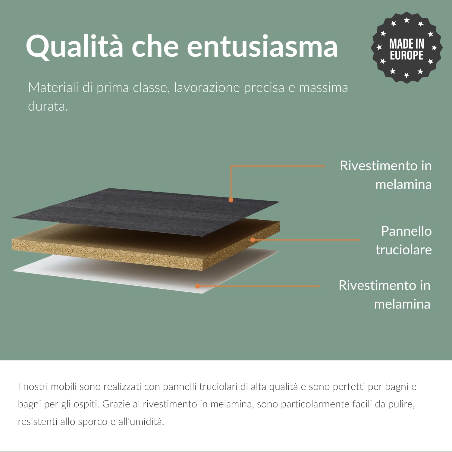 Planetmöbel Astra Set mobili bagno con mobile sottolavabo 60 cm, rovere dorato antracite, senza lavabo da appoggio