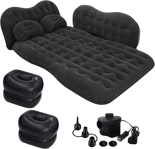 Grassman Colchón inflable para cama de aire para automóvil cama portátil de viaje con almohadas bomba de aire para viajes senderismo viajes tamaño
