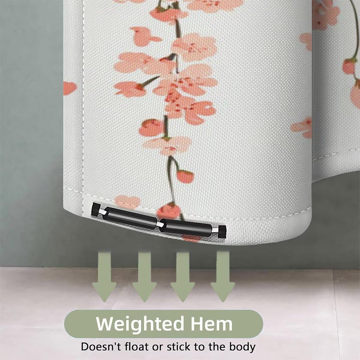 Duschvorhang Rosa Duschvorhang 240x200 cm, Duschrollo Blumen Shower Curtains Beschwerter Saum, Duschvorhänge Badewanne Waschbar Polyester Stoff, Wasserdicht mit 12 Haken, Geschenke für Frauen -3839