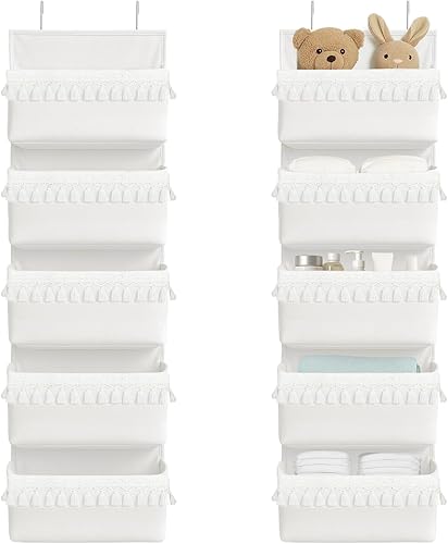 Organizador para colgar sobre la puerta, 5 bolsillos, decoración bohemia para guardería, almacenamiento para colgar sobre la puerta, organizador de
