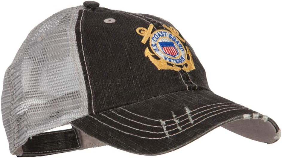 US Coast Guard Anchors Veteran Embroidered Low Profile Cotton Mesh Cap