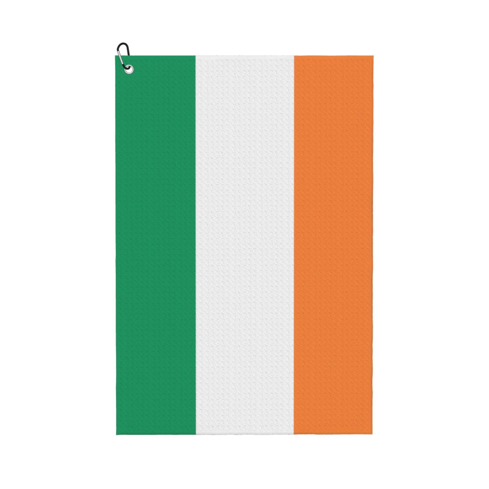 Anceky Irish Flag Print Golf Towel 24"X16" Microfiber Golf Cleaning Towel with Carabiner Clip for Golf Bags