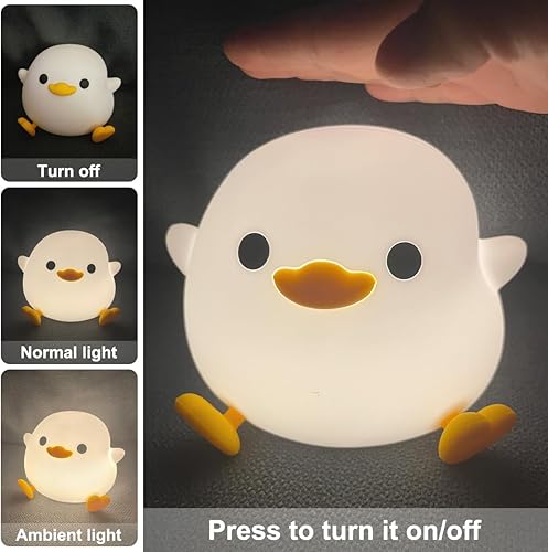 Miniatura 4 de Luz nocturna de pato, luz nocturna LED para niños, lámpara de noche recargable de silicona regulable con temporizador de 20 minutos y función