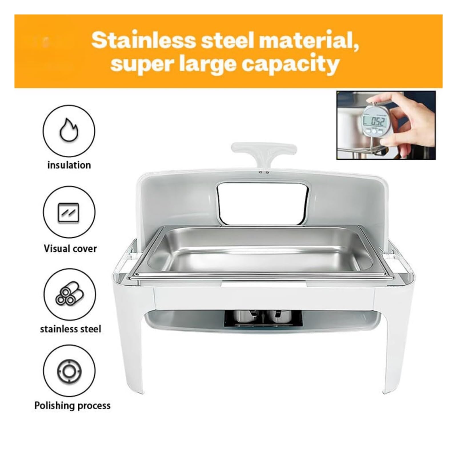 Scaldavivande Roll Top con copertura completamente ribaltabile for buffet