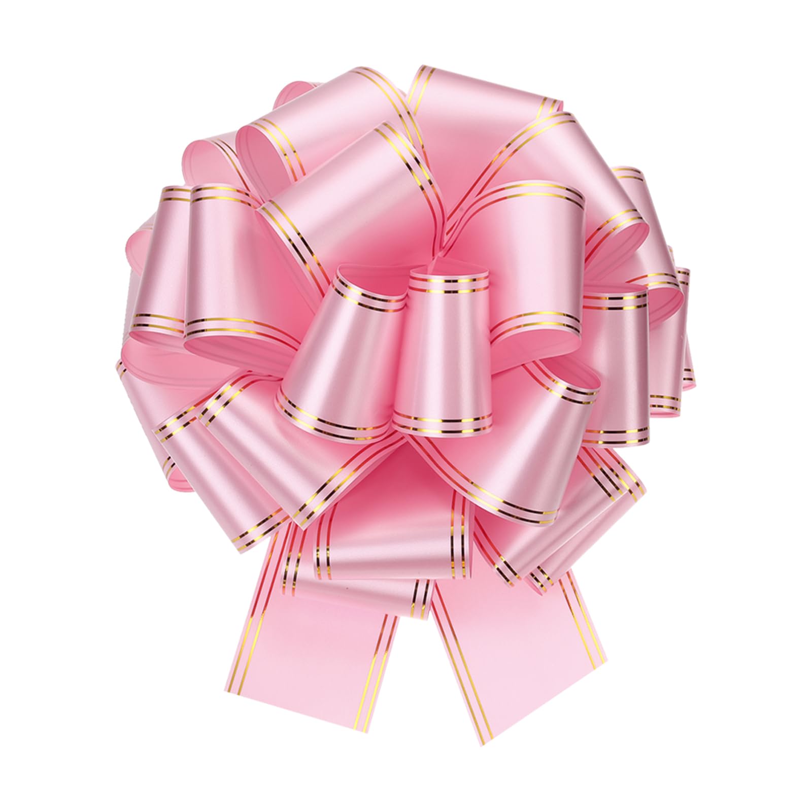 sourcing map 10 Inch Giant Large Pull Bow Big Metallic Car Bows Ribbon with Gold Edge for Wedding Presents Gift Wrapping Christmas, Pink