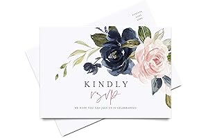 Bliss Collections RSVP Postcards: Navy Floral | Elegant Postcards for Special Occasions...
