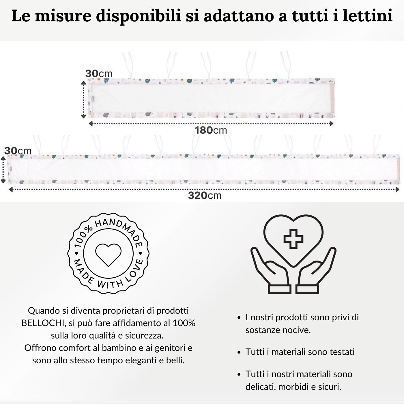 Bellochi Paracolpi Lettino 360 cm - Paracolpi Culla Universale in Morbido - Paracolpi per Letto Reversibile per Materasso 120x60 cm Animals Mint