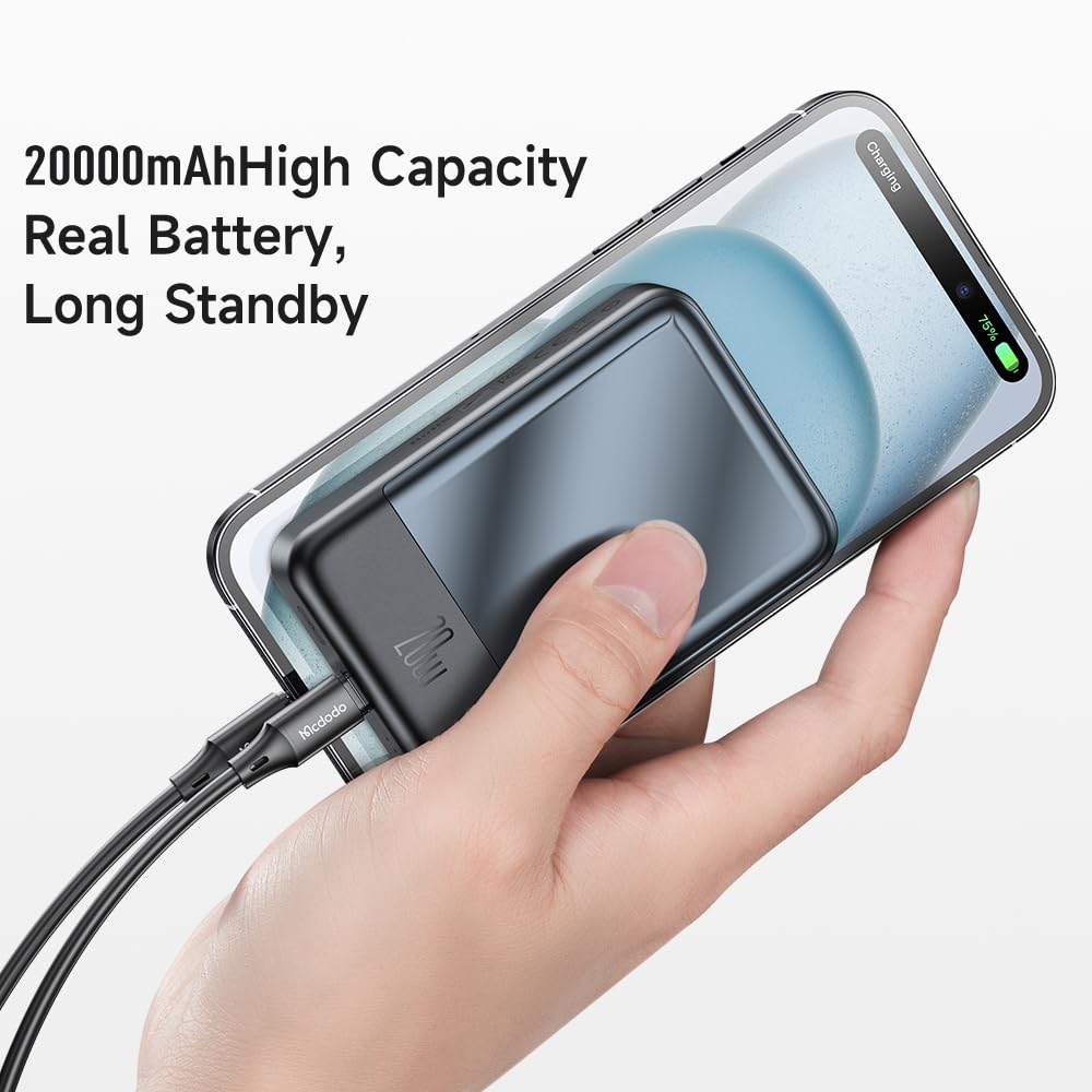 MagSafe Powerbank, 20000 mAh, Mcdodo Wireless magnetische Power Bank PD20W snel opladen met led-display en USB-C oplaadkabel, externe batterij, accupack voor iPhone 15/14/13/12-serie
