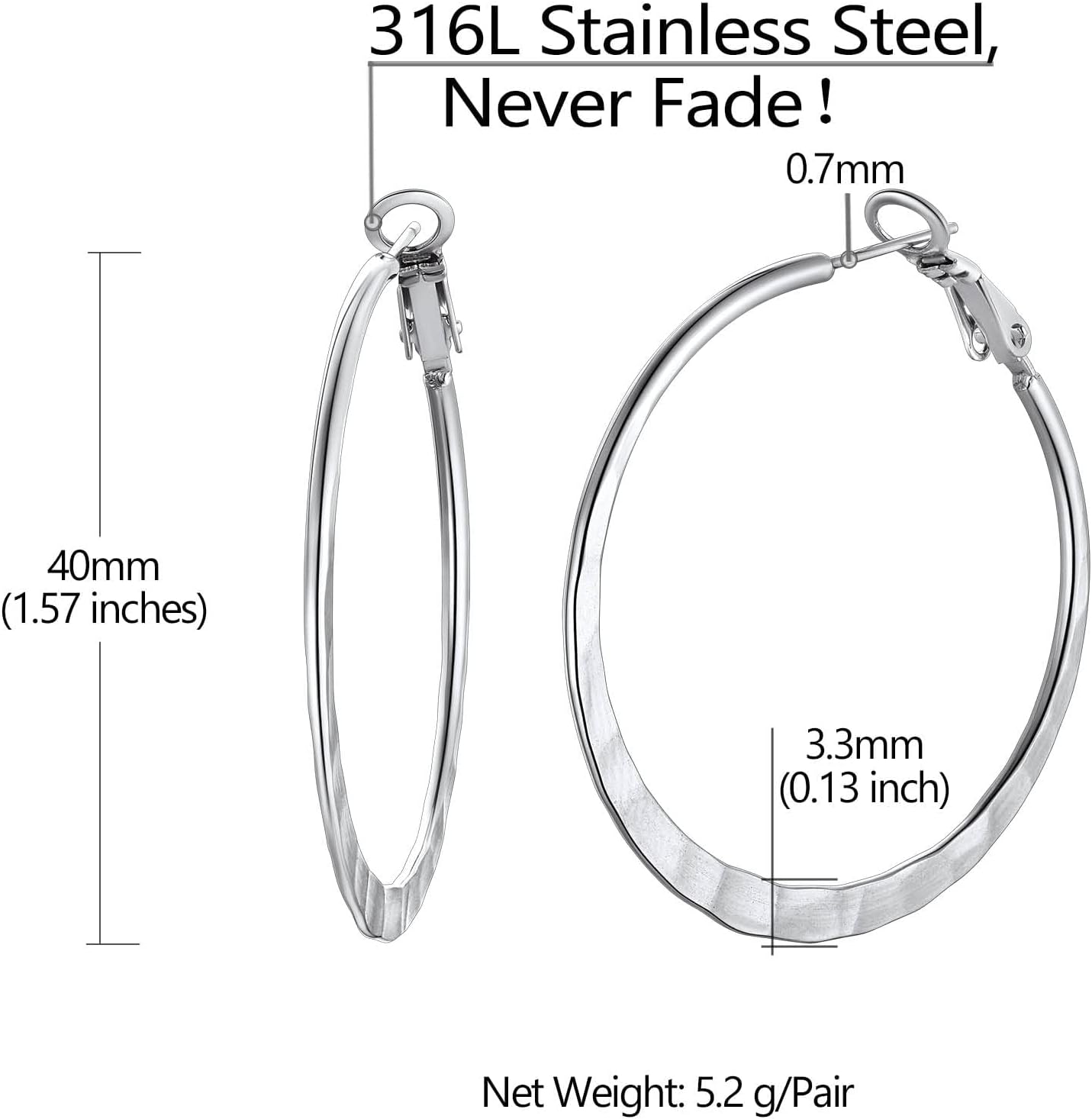 Stainless Steel/18K Gold/Black Plated Hoop Earrings for Women 30/40/60/80mm Hoops Hypoallergenic Fashion Jewelry(Gift Wrapped) - Image 8